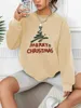 Sweatshirts Mens Hoodies Sweatshirts Merry Christmas Print Pullover Casual Loose Fashion Long-Sleeved Sweatshirt Solid Color Womens Clothing 240412