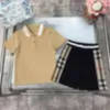 Dames t-shirt Brother Sister Style Rapel Set, Pearl Cotton Linen Polo Shirt, Plaid Woven Belt Splicing, Thin Lused Shorts