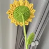 Fleurs décoratives artificielles à main tricote de tournesol bouquet faux arrangement flor