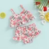 One-pièces 2pcs Baby Girls Bikini Set Swimsuit Sans manches au large du débardeur