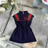 Luxury Girldreddress colorido listra design saia bebê tamanho 100-160 cm roupas de grife de grife zipper vestido de princesa 24april