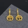 Boucles d'oreilles cerceaux mode Zircon complet Round Tree of Life Prendant Jewelry Gift