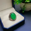 Anelli a grappolo 2024 originale di lusso cinese di lusso imperiale verde agata s925 gioielli jade calcedony anello maschile vintage semplice regolabile