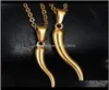 Colliers pendants Collier de corne italien en acier inoxydable pour femmes hommes or couleur 50 cm nxdar fb2ti4117851