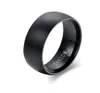 Mens Basic Wedding Band in Black Titanium Steel Engagement Ring Dome Charm