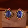 Środkowy vintage przesadzony retro kolczyki luksusowe naturalne lapis lazuli zabytkowe kolczyki średniowieczne biżuterię nowa design DJ-010