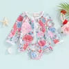 Piecedas de uma peças para crianças roupas de bebê roupas de bebê garotas guarda-maiô de maiô longa com manga comprida Floral Print Zip Up Tise Bathingwearwearwearwearwear