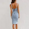 Lässige Kleider verzweifelt Denim Kleid Frauen 2024 Sommer Spaghetti -Gurt u Neck Slim Fit Sexy Vintage Mini weibliche Vestidos