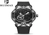 Ruimas Fashion Black Mens Dress Designer Luxury Military Luminous Watches Leather Classic Wrist Watch for Men7083993