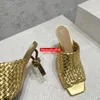 Sandali estivi casual Summer Donne Scarpe in pelle oro in pelle aperta tacchi alti pantofole Scarpe da sera da ballo Zapatos Mujer Slide