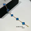 Designer Van S925 STERLING Silver Lucky Four Leaf Grass Blue Agate Plating Bracelet pour hommes et femmes High Edition