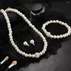 Necklace Earrings Set Creative ABS Imitation Pearl Bracelet And Earring 3-piece Bridal Jewelry Accessory