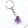 Nyckelringar Natural Stone Crystal Quartz Keychain Women Men Handbag Hangle Car Holder Mineral Keyring Jewelry Drop Delivery Dhwoj