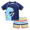 2 pièces Set Kids Swimsuit Courts Summer Vêtements Bearwear Shark Carton Impression des maillots de bain pour enfants 240412
