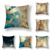 Oreiller 45x45cm nordique INS Abstract Gold Blue Marble Print Cover Sofa Office Sage Lumbar Home Decoration