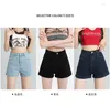 Dames jeans denim shorts zomer dunne zwart klein gekrulde hoge taille a-line elastische broek