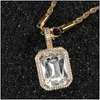 Colliers pendants Colliers pendants 18K Collier de zircon rempli d'or Emerald Square Black Gemone Rose Rose Rose Birthstone Gift for H Dhabf