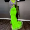 Vestidos de baile de sereia luxuosos dividir um vestido de festa de manga longa Veet Apliques arabic Aso ebi Bithday Robes