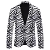 Men's Metallic Gold Zebra Print Party Blazer Brand Slim Fit Single Breasted Shiny Suit Blazers Men Party Prom Stage Costume 210522