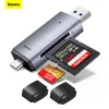 Hubs Baseus Card Reader USB 3.0タイプCからマイクロSD TFカードリーダーPCラップトップタブレット電話スマートカードリーダーメモリカードアダプター