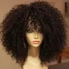16 pouces Afro Percles à cheveux bouclés avec une frange Fibre synthétique moelleuse douce Aucune perruque en dentelle pour la fête Cosplay Utilisation quotidienne 240412