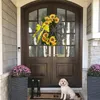 Fleurs décoratives Summer Family Wheel Sunflower Wreath Farmhouse Simulation Fleur Fleur Disque en bois Porte suspendue Buand oreilles pour