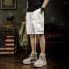 Men's Shorts Fashion Premium White Cargo Summer Thin Loose Straight Leg Medium Trousers Casual Quarter Pants