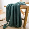 Blankets INS Knitted Throw Blanket With Tassel Plain Color Waffle Embossed Nordic Bed Sofa Couch Solid Bedspread