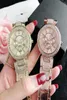 Brand Watches Women Girl Crystal Diamond 3 Zifferblattstil Metalstahlband Quarz Armband Uhr FO158480816