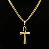 Gyptian Ankh Key Charm Hip Hop Cross Cross Gold Silver Pendant Padant Collane per uomini Fashi
