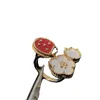 Origineel merk van vier bladgras Ladybug ring vrouwelijke hoge editie wit fritillaria rosé goud ornament