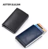 Мужчины Smart Wallet RFID Safe Antitheft Holder Женщины маленький кошелек банк идентификатор Metal Thin Case Black Pu Кожаная карта Clip Bag5621651