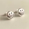 Wachlarz Zhiqiao Korean 925 Pure Silver Ear Studs Uśmiechnięte twarz szczotkowane słuchawki proste i modne kolczyki w stylu INS