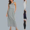 Lässige Kleider Holiday Kleid Outfits 2024 Frauen modisch ärmellose gestreift fließend langen Rock mit Vestidos Verano Moda