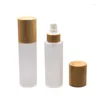 Garrafas de armazenamento 100ml 120ml 10pcs/lote de loção de vidro fosco de fosco vazio garrafa de emulsão cosmética fosmética diy com maquiagem de tampa de bambu