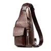 Rucksackmarke 2024 hochwertige Männer PU Leder Cowhide Vintage Brust Rack Pack Travel Fashion Cross Body Messenger Umhängetasche