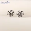 Studörhängen Cellacity Simple Solid Silver 925 SMEWELLY SNOWFLAKE Klassiska julören Studs Presents For Girl Firl Party Gift