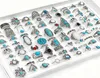 Pierścienie zespołowe 50 100pcss partia vintage boho blue stone turkus dla kobiet w całości mieszanka stylów etnicznych palców Pierścień biżuterii Prezenty 9249061