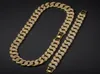 Hip Hop Bling Chains Jewelry Men Gold Bracelets Necklace Iced Out Miami Cuban Link Chain6158120