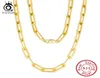 Chains ORSA JEWELS 14K Gold Plated Genuine 925 Sterling Silver Paperclip Neck Chain 69312mm Link Necklace for Women Men Jewelry S3167872