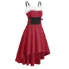 Casual Dresses Women's Suspender Waist Patchwork Dress Sling Cinched