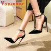 Sandals 12CM Sexy Side Empty High Heels Pumps Lady Closed Pointed Toe Elegant Summer Ankle Strap Buckles Party Women Shoes Black