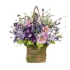 Decorative Flowers Simulated Wild Flower Basket 42x25x7cm Multicolor Unique Silk For Front Door Hanging Lavender Wreath Wedding Party