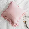 Kissen Baumwolle Doppel Floune Wurf Pillowshams Weich gekräuseltes Sofa Abdeckung Koreanische Farbe Couch Dekor Faltenstitch Hülle