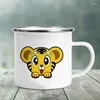 Kupalar fil baskı yaratıcı kamp kahve çay su bardaklar içecek kahvaltı süt fincan emaye sapı içecek eşyaları yürüyüş kupa hediye