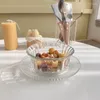 Skålar franska lättnadsglasskål efterrätt sallad frukost havregryn retro transparent tjej hjärta spets snacks sopp soppplattor