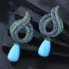 Dangle Earrings GODKI Elegant Red Carpet Blue Gemstone For Women Wedding Cubic Zircon Dubai Bridal Earring Boucle D'oreille 2024