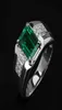 Emerald Ring Azul Conjunto quadrado Diamond Moda