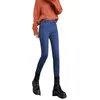 Women's Jeans High-waist Plush Thick Women Elastic Small Feet Pants 2024 Autumn Winter Integrated Cashmere Pencil