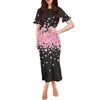 Party Dresses Cherry Blossom Design Print Summer Polynesian Style Short Sleeve Dress Lotus Fashionabla Women's